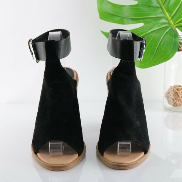 Marc Fisher Womens Vashi Sandal Size 9 Black Suede Block Heel Ankle Strap Bootie - Picture 3 of 12